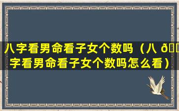 八字看男命看子女个数吗（八 🐬 字看男命看子女个数吗怎么看）